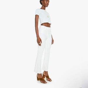 MOTHER Denim Hustler Ankle Fray Crop Jeans Size 28 white NWT